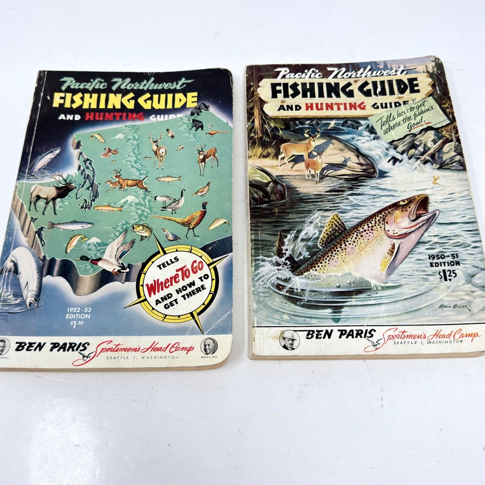 Vintage Pacific Northwest Fishing Hunting Guide Lot 1950 1952 Ben Parisโ Seattle